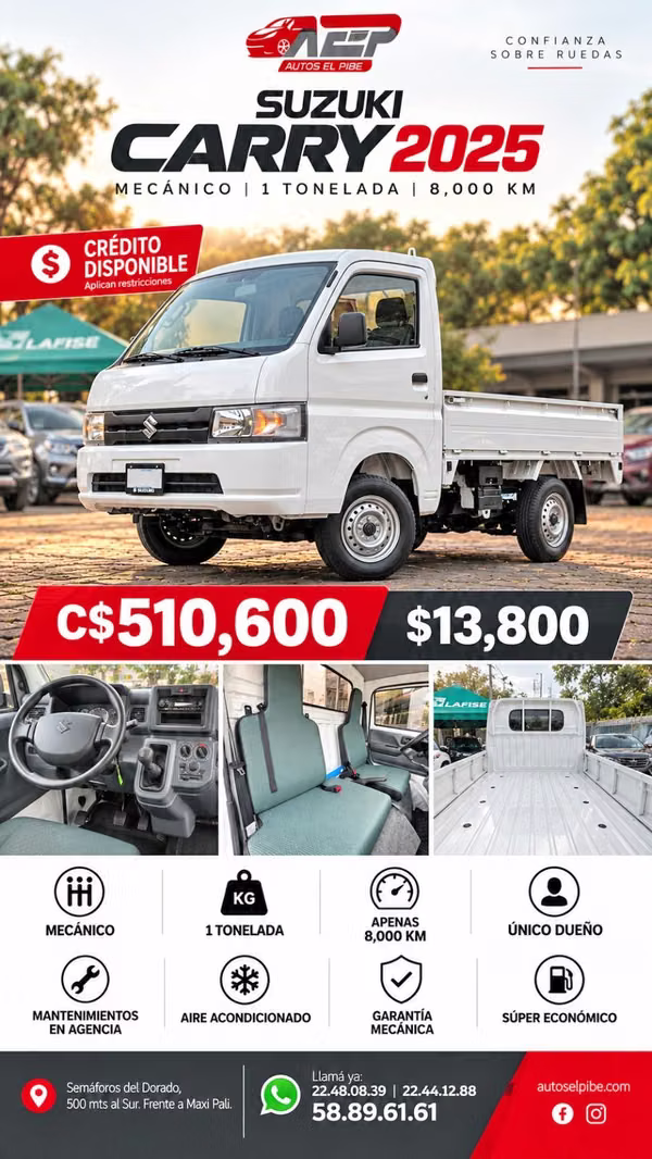 CARRY APV CAMIONCITO 1 TON NUEVO CON 8000 KM