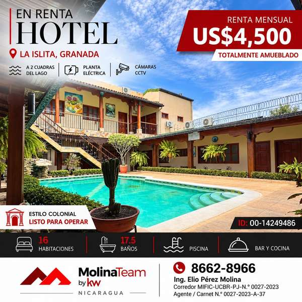 Hotel en renta | Granada | 16 habitaciones con piscina