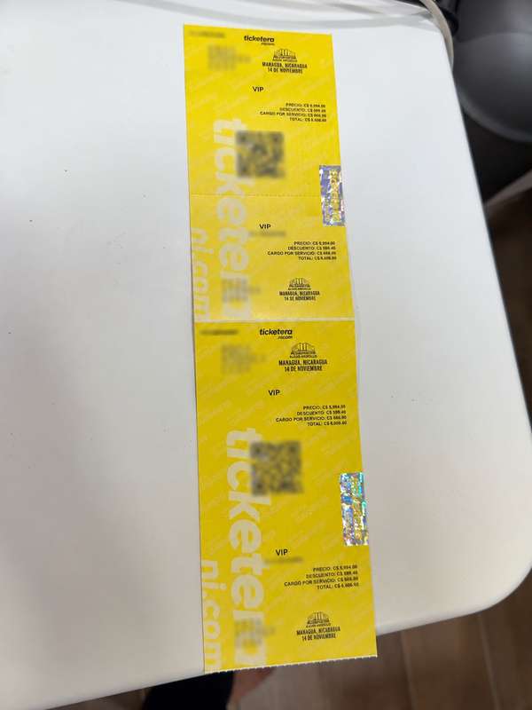 2 Entradas VIP Soda Stereo – Managua 14 de noviembre