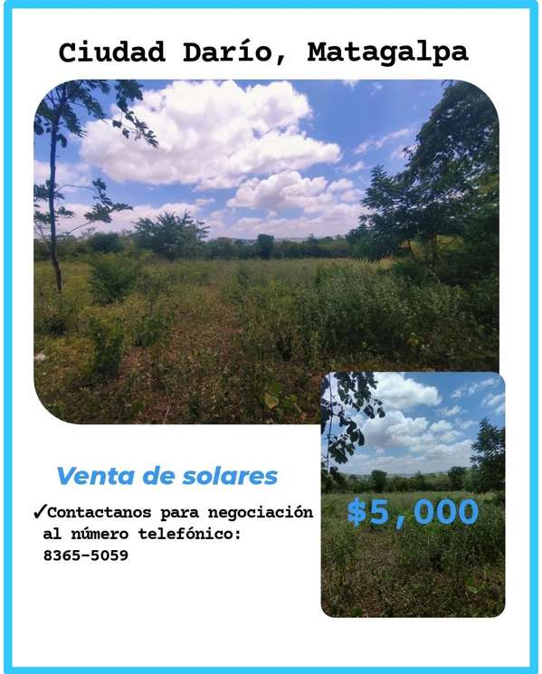 Venta de solares en Ciudad Darío - Matagalpa 