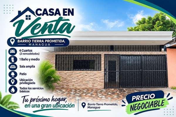 Casa en venta en Barrio Tierra Prometida, Managua | Precio negociable