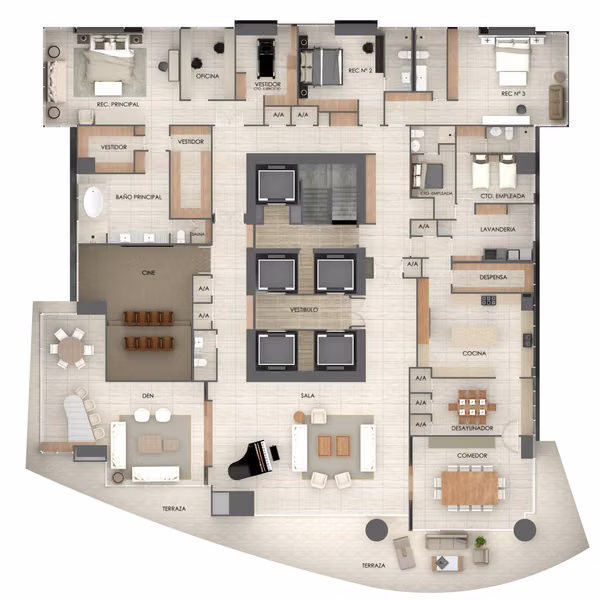 THE POINT penthouse 890m2 AMOBLAO de LUJO $3,250,000