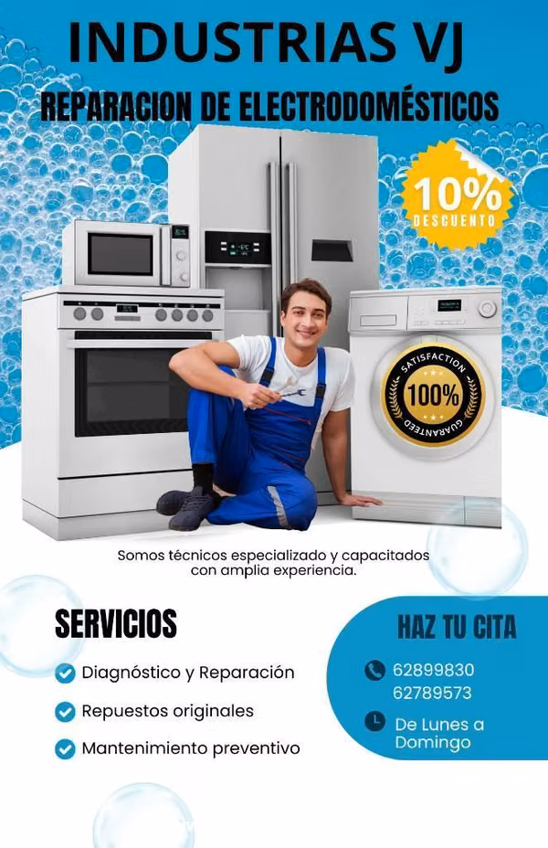 Reparacion y mantenimiento de lavadoras, secadoras y refrigeradores