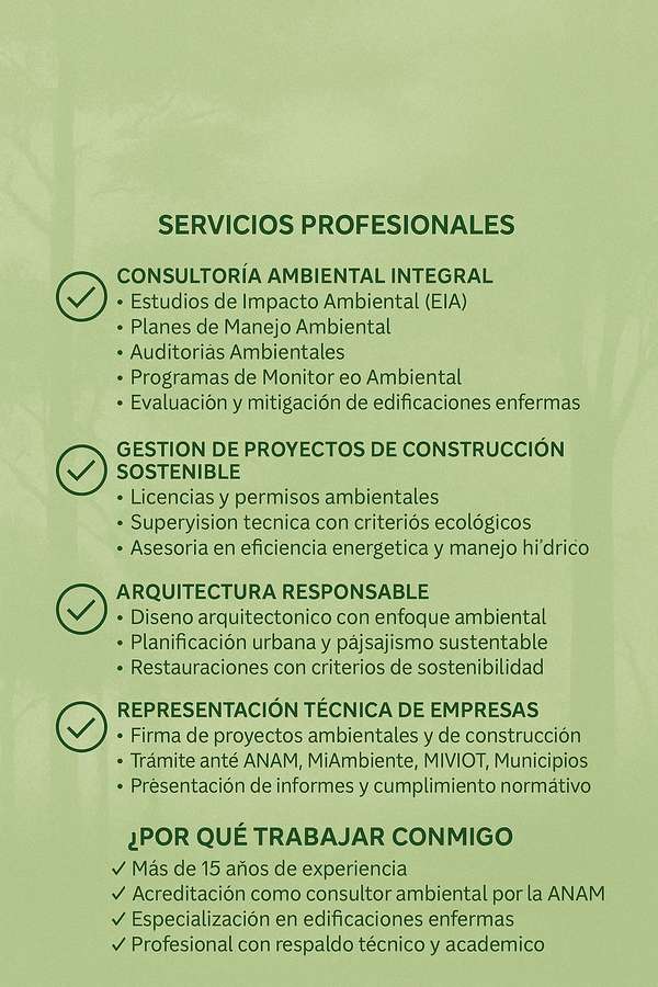 ARQUITECTO CONSULTOR AMBIENTAL, ESTUDIOS DE IMPACTO AMBIENTAL