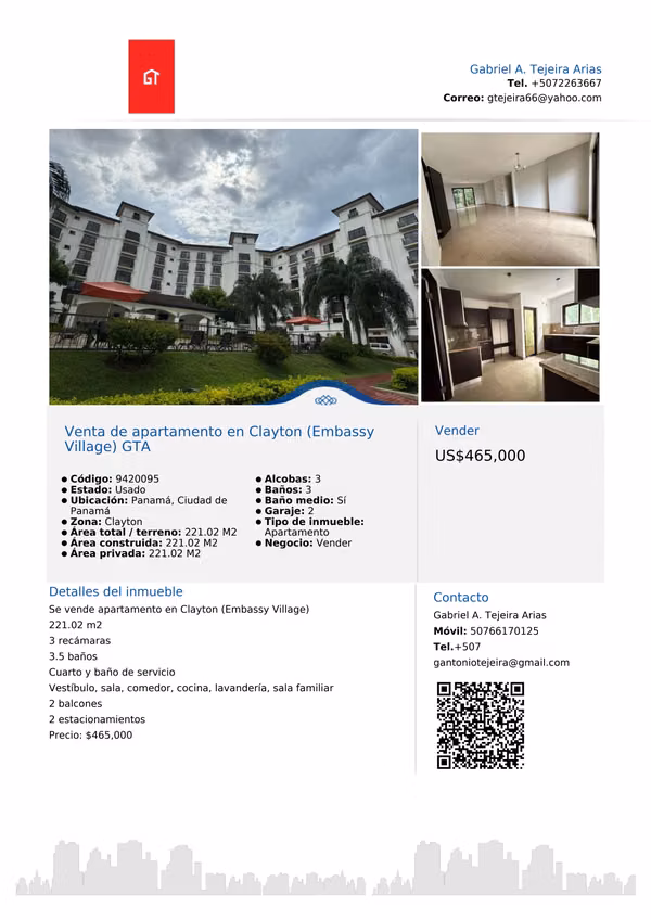 Venta de apartamento en Clayton (Embassy Village) GTA