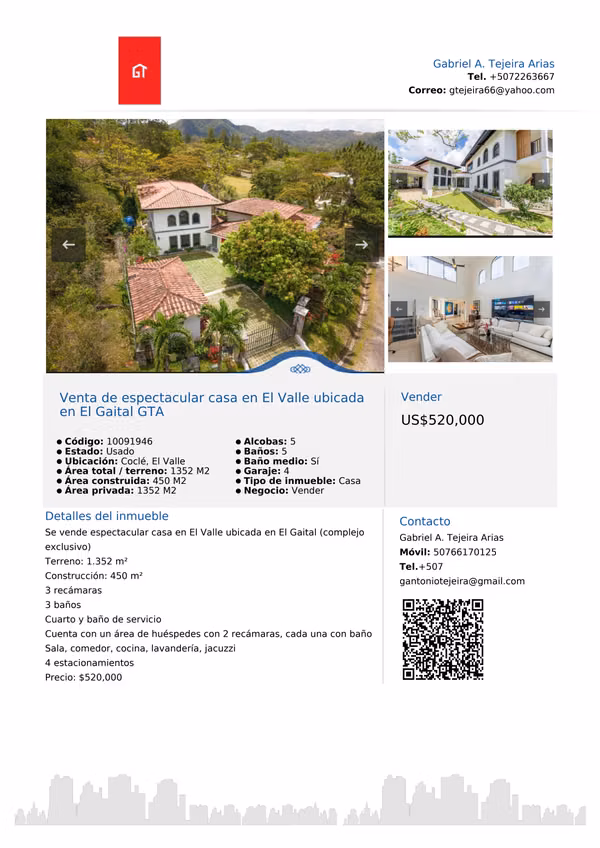 Venta de espectacular casa en El Valle ubicada en El Gaital GTA