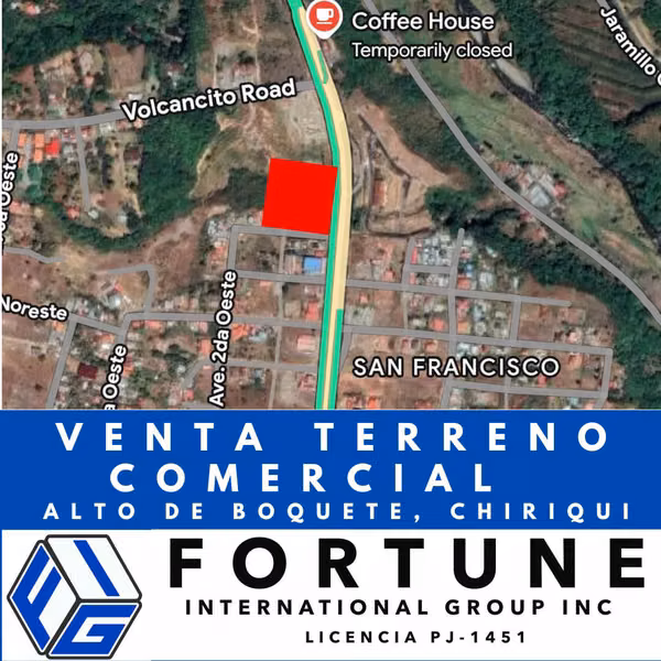 Terreno de 8,987 m² en Boquete, Chiriquí