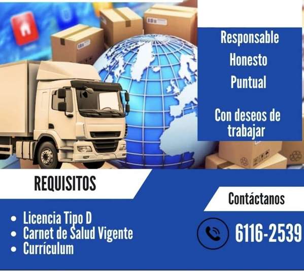SE SOLICITA CONDUCTOR CON LICENCIA TIPO D VIVIR EN EL AREA ESTE, PUNTUAL HONESTO RESPONSABLE