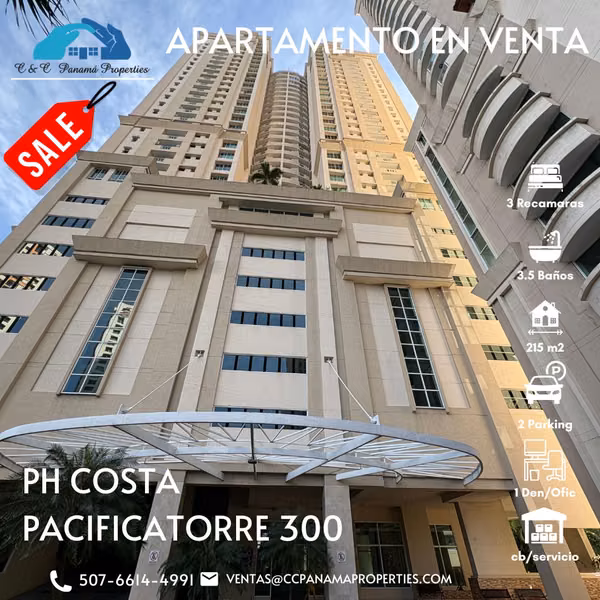 Ph costa pacífica torre 300 apartamento en venta vista al mar