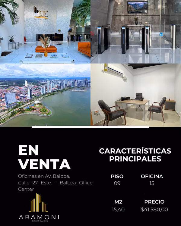 Oficina en venta en Balboa Office Center – Piso 9 con vista a la Cinta Costera