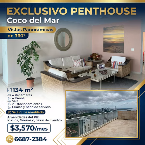 Luxury Penthouse for Rent – Coco del Mar | 360° Views