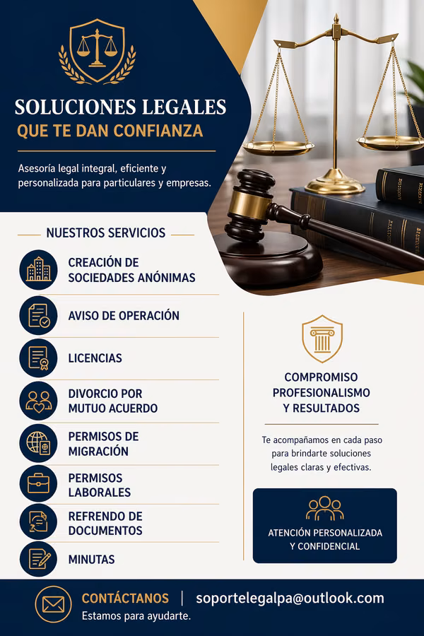 Servicios Legales -Sociedad anonima - Aviso de operación - Divorcios