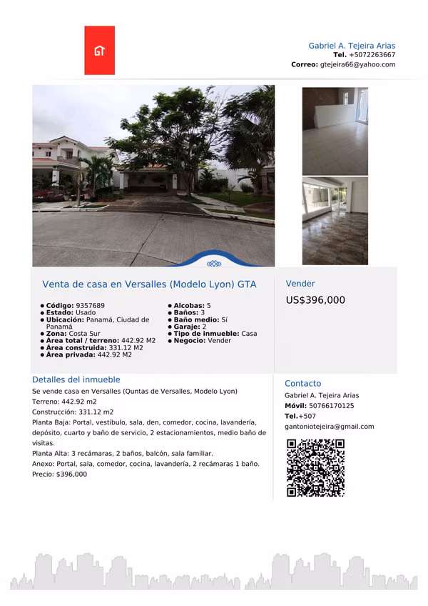 Venta de casas en Versalles (Modelo Lyon, Doral) GTA