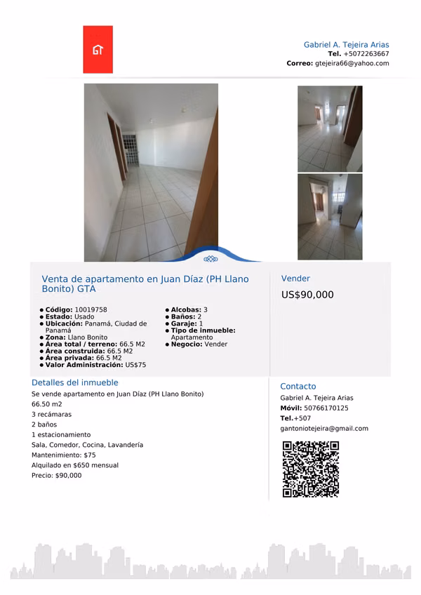 Apartment for sale in Juan Díaz (PH Llano Bonito) GTA