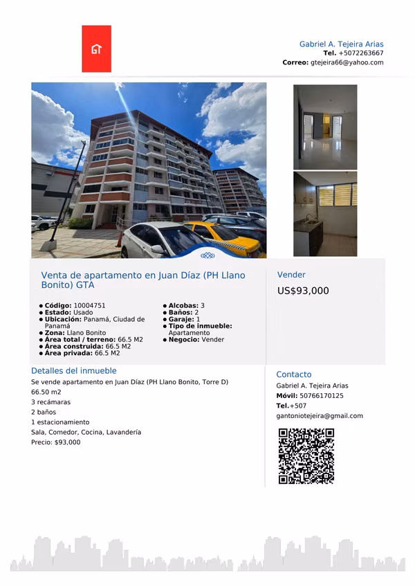 Apartment for sale in Juan Díaz (PH Llano Bonito) GTA
