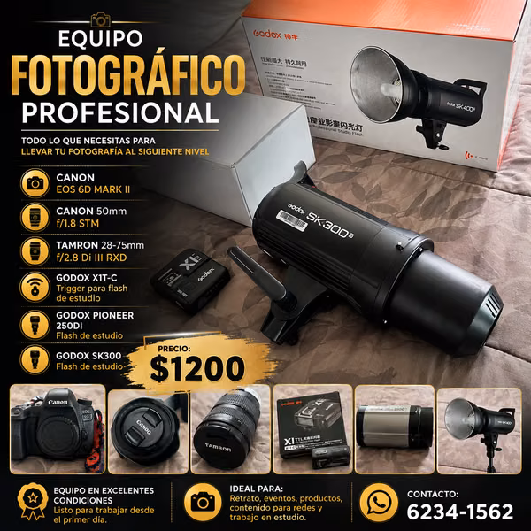 Se vende equipo fotográfico y flashes de estudio