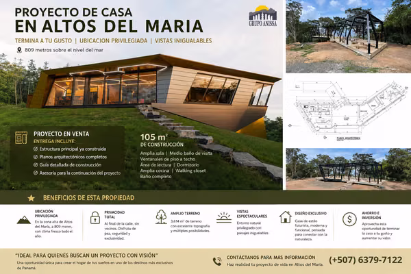 Oportunidad! Se vende Casa Proyecto en  ALTOS DEL MARÍA