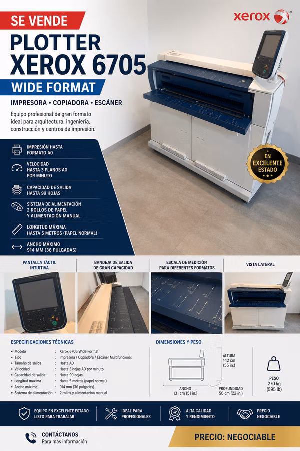 IS SOLD PLOTTER XEROX 6705 WIDE FORMAT