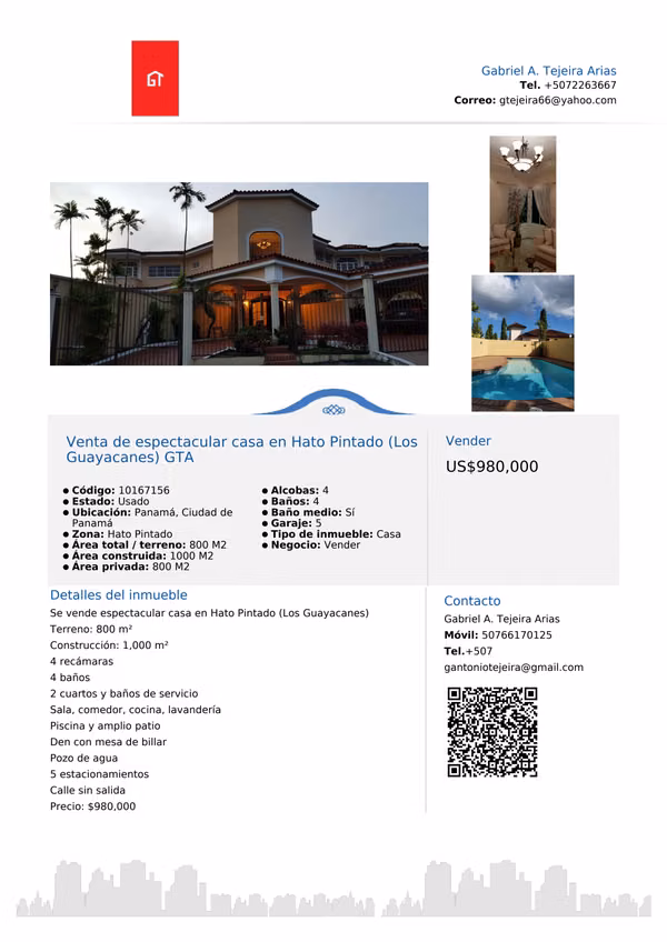 Sale of spectacular house in Hato Pintado (Los Guayacanes) GTA