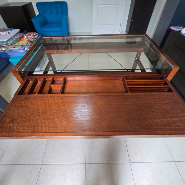 Wood Desktop with Glass