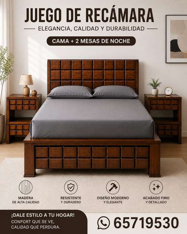 Se vende cama Queen  y 2  mesas de noche