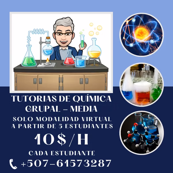Tutorías Grupales de Química para Secundaria. Desde 5 estudiantes – $10 por estudiante
