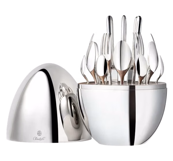 Christofle MOOD Original - Juego de Cubiertos de Lujo Silver Plated 24 Piezas (Nuevo y Sellado)