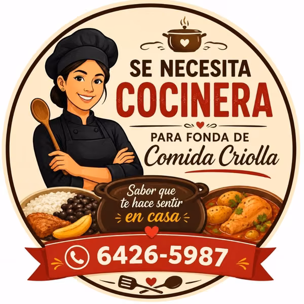 Cocinera para fonda de comida criolla