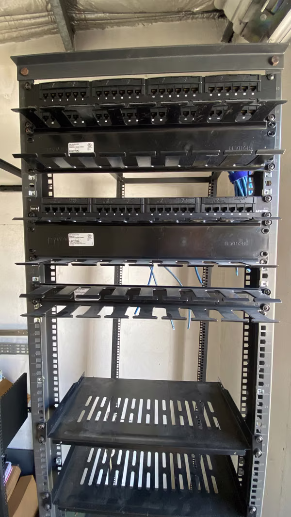 2 LEVITON® 45U NETWORK RACKS + CAT6 PATCH PANELS + CABLE MANAGERS + ACCESSORIES | IDEAL FOR DATA CENTERS, CCTV & ENTERPRISE NETWORKS