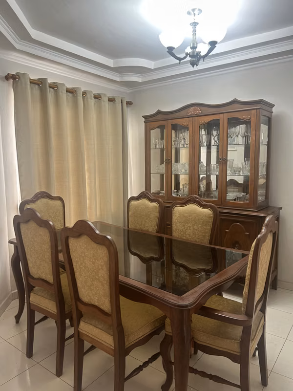HARD WOOD DINNER TABLE AND CABINET LOUIS XV