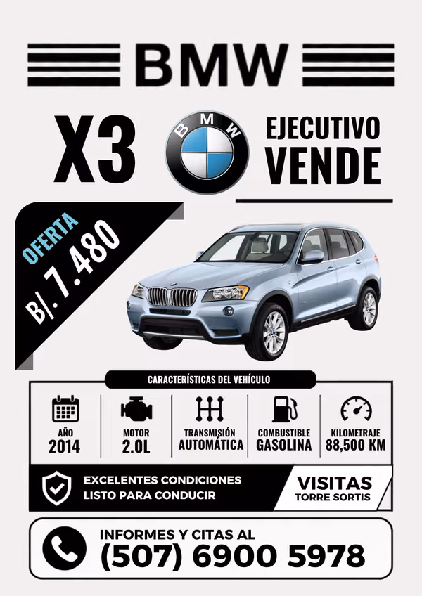 BMW X3 2014 – Elegancia, Rendimiento y Oportunidad Ejecutiva