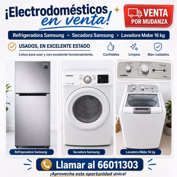 Lavadora, secadora y nevera