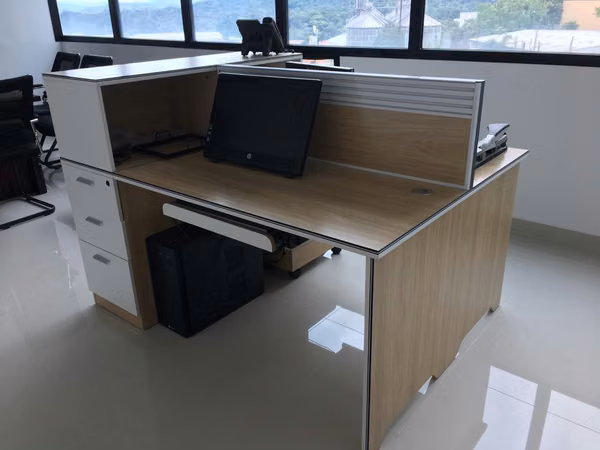 Executive Office Desk with Drawers and Shelf