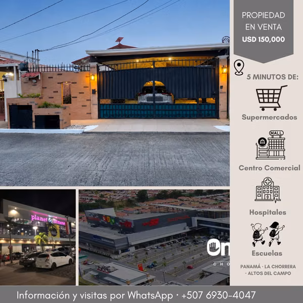 **Casa en Venta en Altos del Campo, La Chorrera | Amplios Espacios y Excelente Ubicación**
