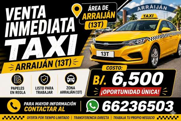SE VENDE CUPO DE TAXI PARA EL AREA DE ARRAIJAN (13T)