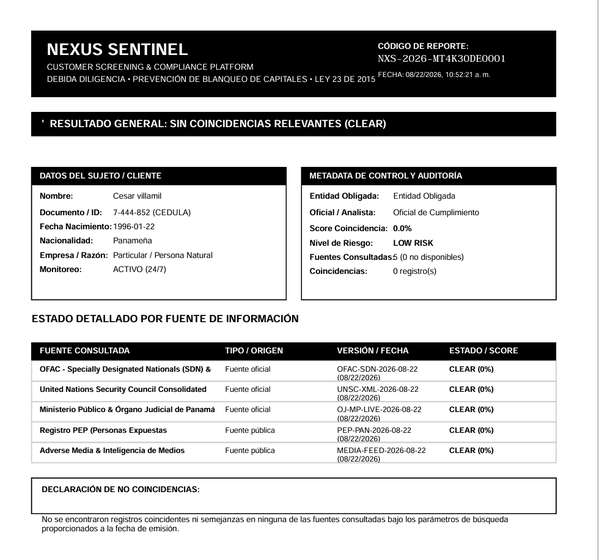 Sistema de Verificación de Clientes y Listas de Sanciones