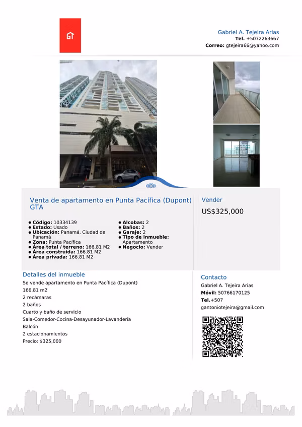 Apartment for sale in Punta Pacífica (Dupont) GTA