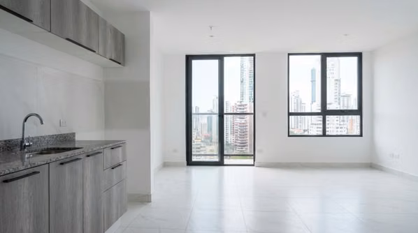 Apartment at Calle 50, PH The Gray I, with a balcony and city view.