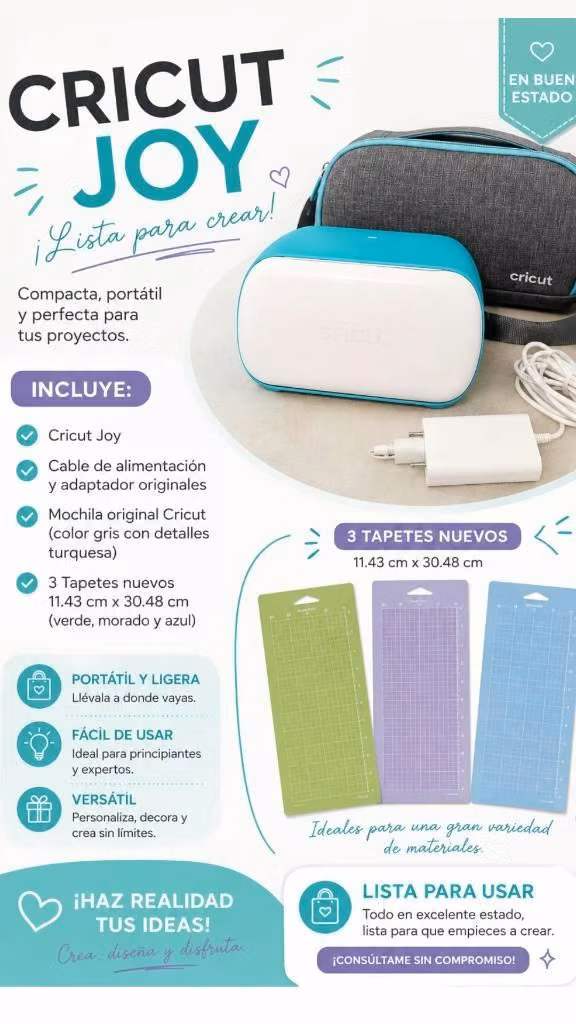 Cricut joy con maleta y tapetes de corte.