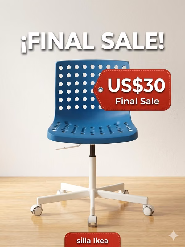 Silla giratoria IKEA con ruedas para escritorio altura ajustable