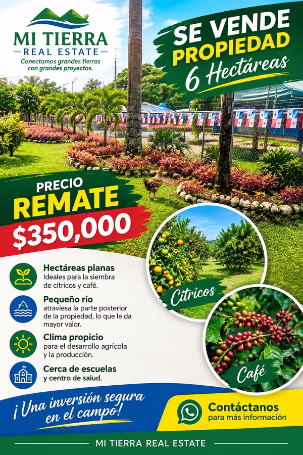 MTRE-510 Se VendE REMATE Finca 6 HECTÁREAS