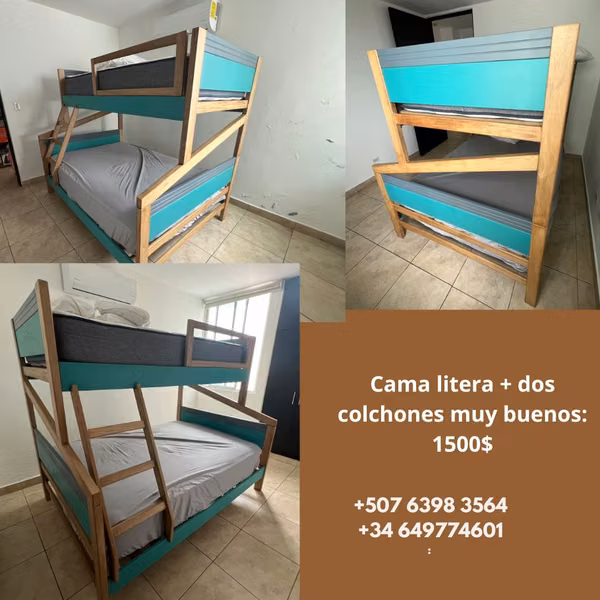 Modern wood bed + 2 Flats (Little Use)