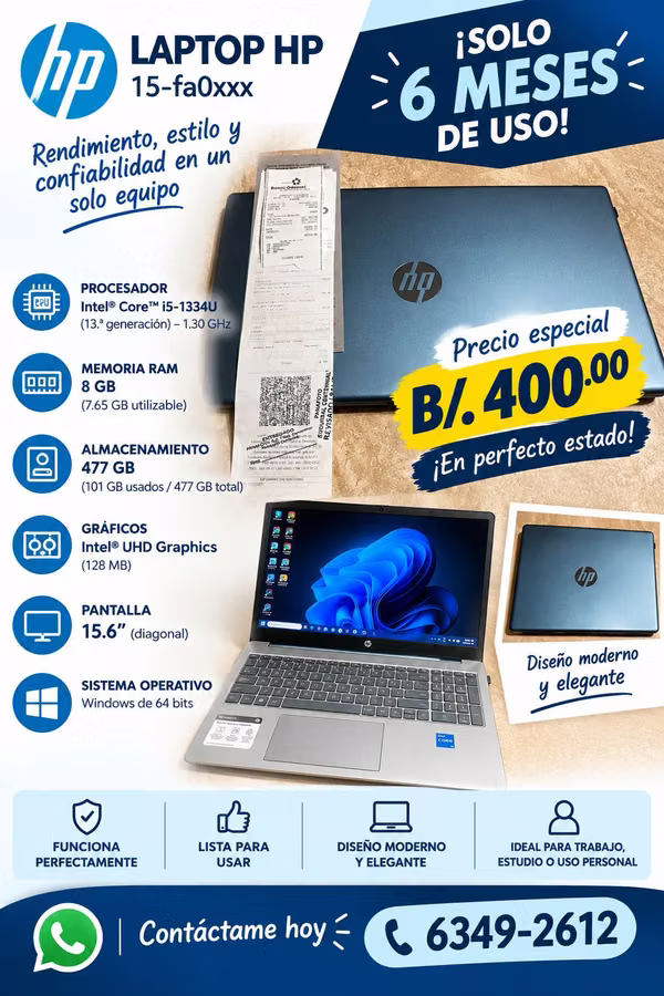 Laptop HP of only 6 months of use