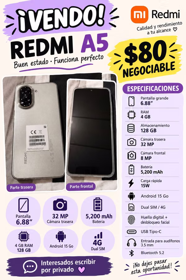 Vendo celular redmi A5