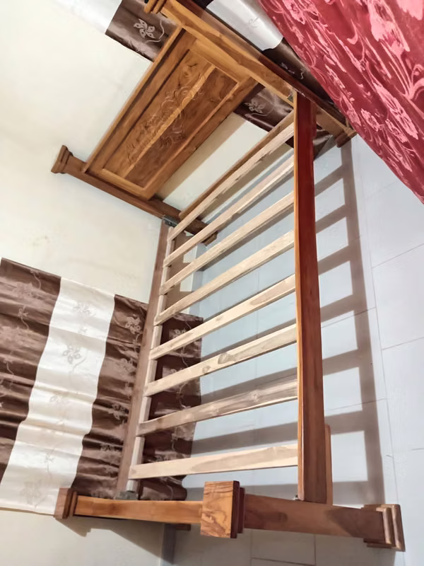 Double double teak bed