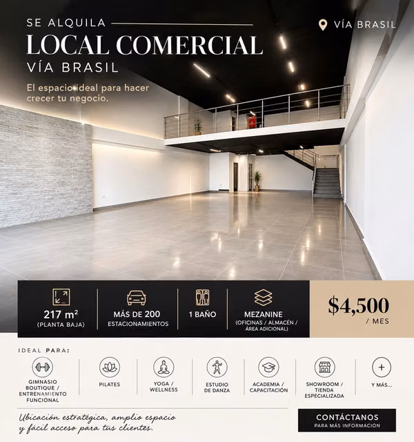 Commercial Local for Rent on Vía Brasil – High Public Visibility