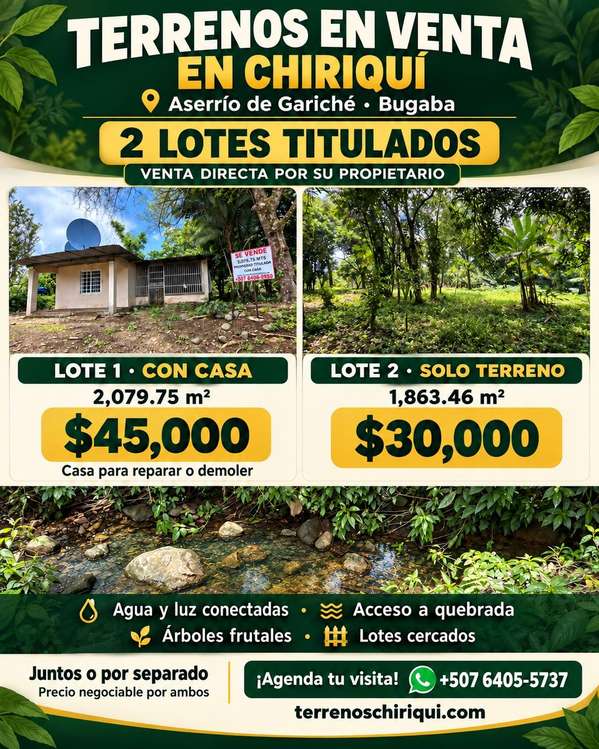 Lot with house, 2,079 m ² in Aserrio de Gariché, Bugaba - near Paso Canoas