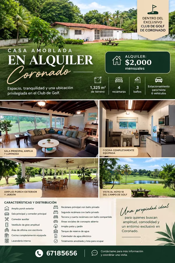 CASA AMUEBLADA EN ALQUILER EN CORONADO 