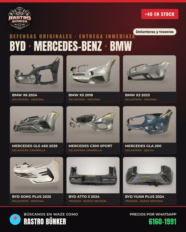 Defensas originales BMW, Mercedes-Benz y BYD - mas de 40 en stock, desde $100