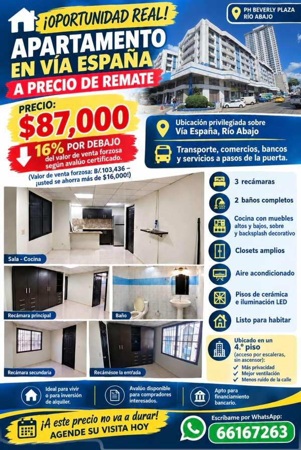  ¡OPORTUNIDAD REAL! VENTA DE APARTAMENTO TOTALMENTE REMODELADO EN VÍA ESPAÑA